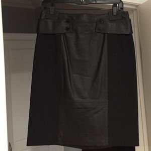 Tory Burch leather / fabric skirt